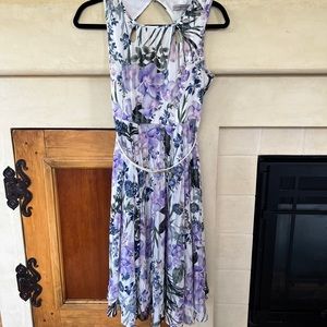 Danny and Nicole purple floral belted dress